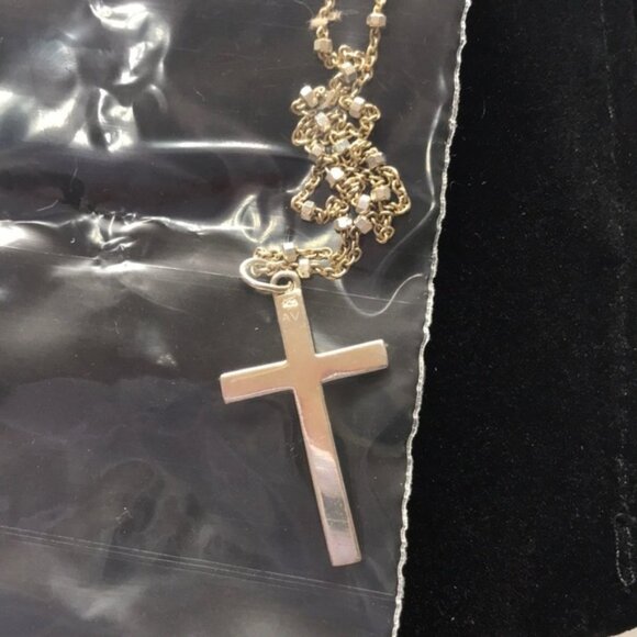 Argento Vivo Sterling Two-Tone Cross Pendant Necklace - Picture 3 of 3